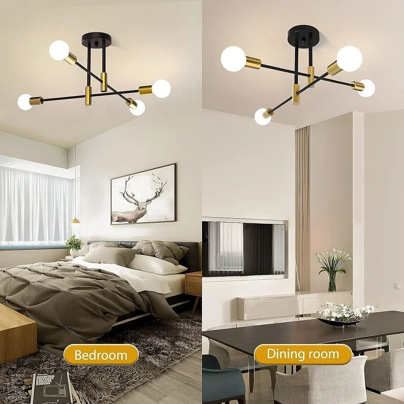 Horizontal Staffs Ceiling Light | Metal & Glass