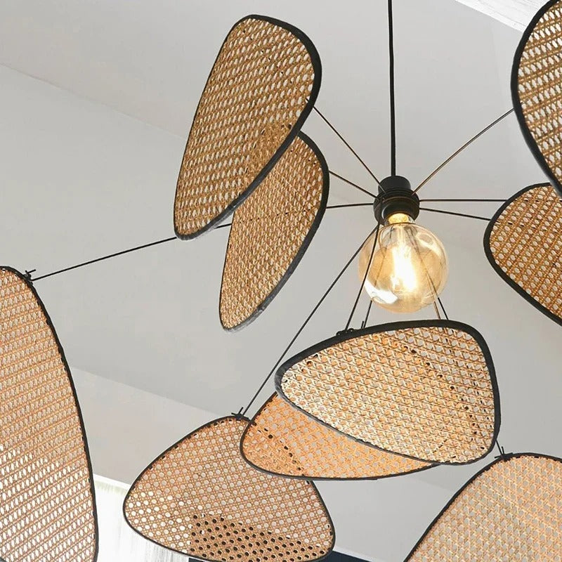 French 'Les éclats' Pendant Lamp | Metal & Rattan