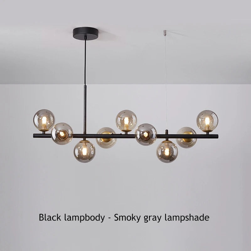 Horizontal Spheres Chandelier | Metal & Glass