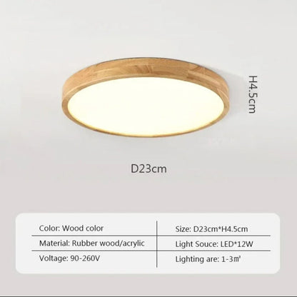 Thin Minimalistic Ceiling Light | Natural Wood