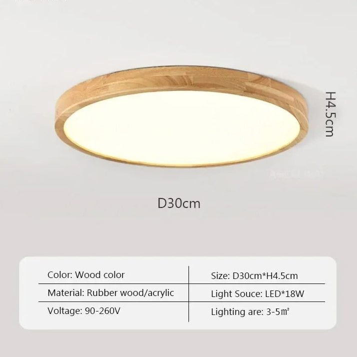 Thin Minimalistic Ceiling Light | Natural Wood