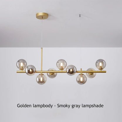 Horizontal Spheres Chandelier | Metal & Glass