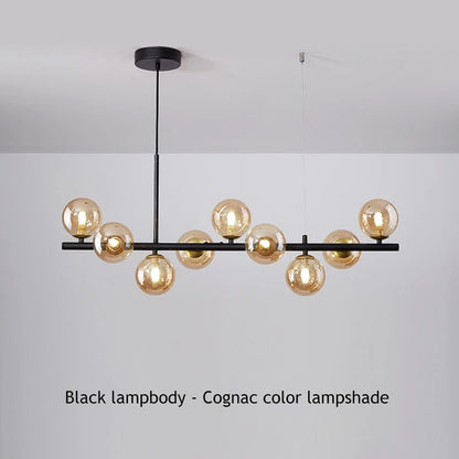 Horizontal Spheres Chandelier | Metal & Glass