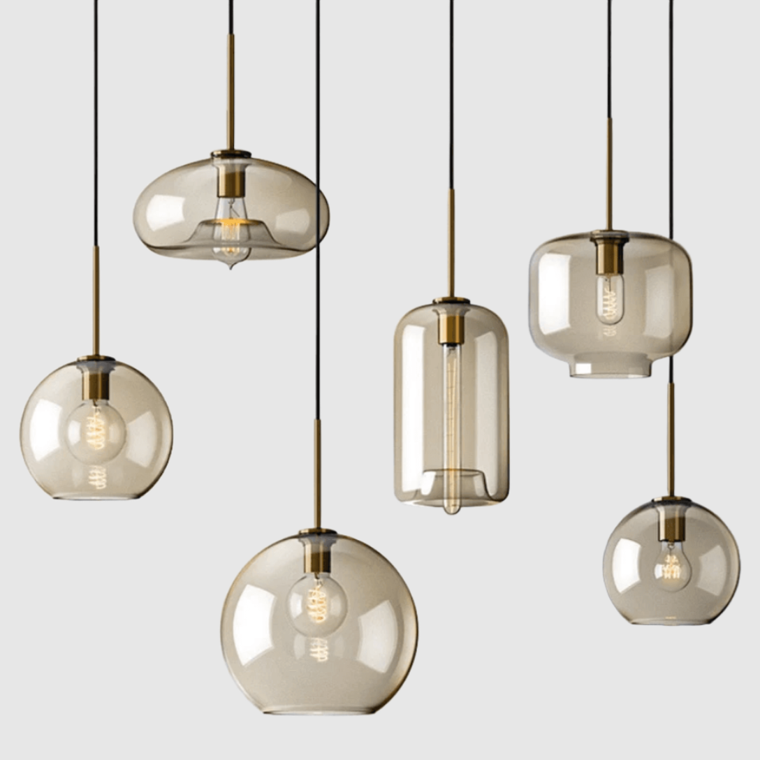 Modern Minimalistic Pendant Light | Brass & Glass - JUGLANA