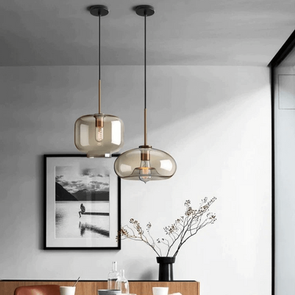 Modern Minimalistic Pendant Light | Brass & Glass - JUGLANA