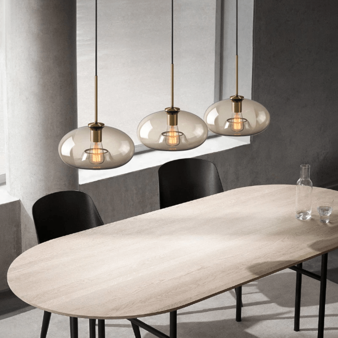 Modern Minimalistic Pendant Light | Brass & Glass - JUGLANA