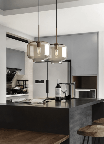 Modern Minimalistic Pendant Light | Brass & Glass - JUGLANA