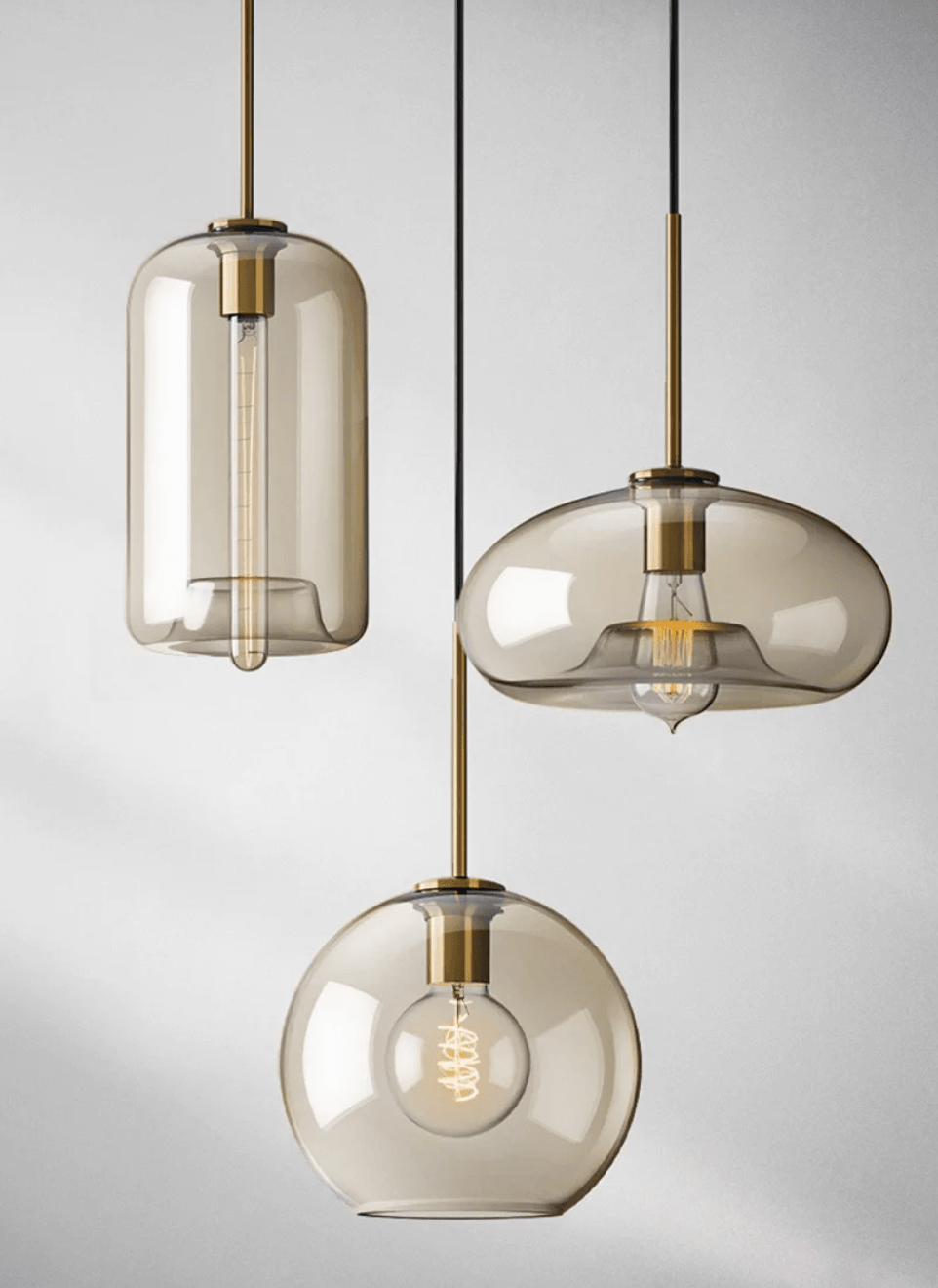 Modern Minimalistic Pendant Light | Brass & Glass - JUGLANA