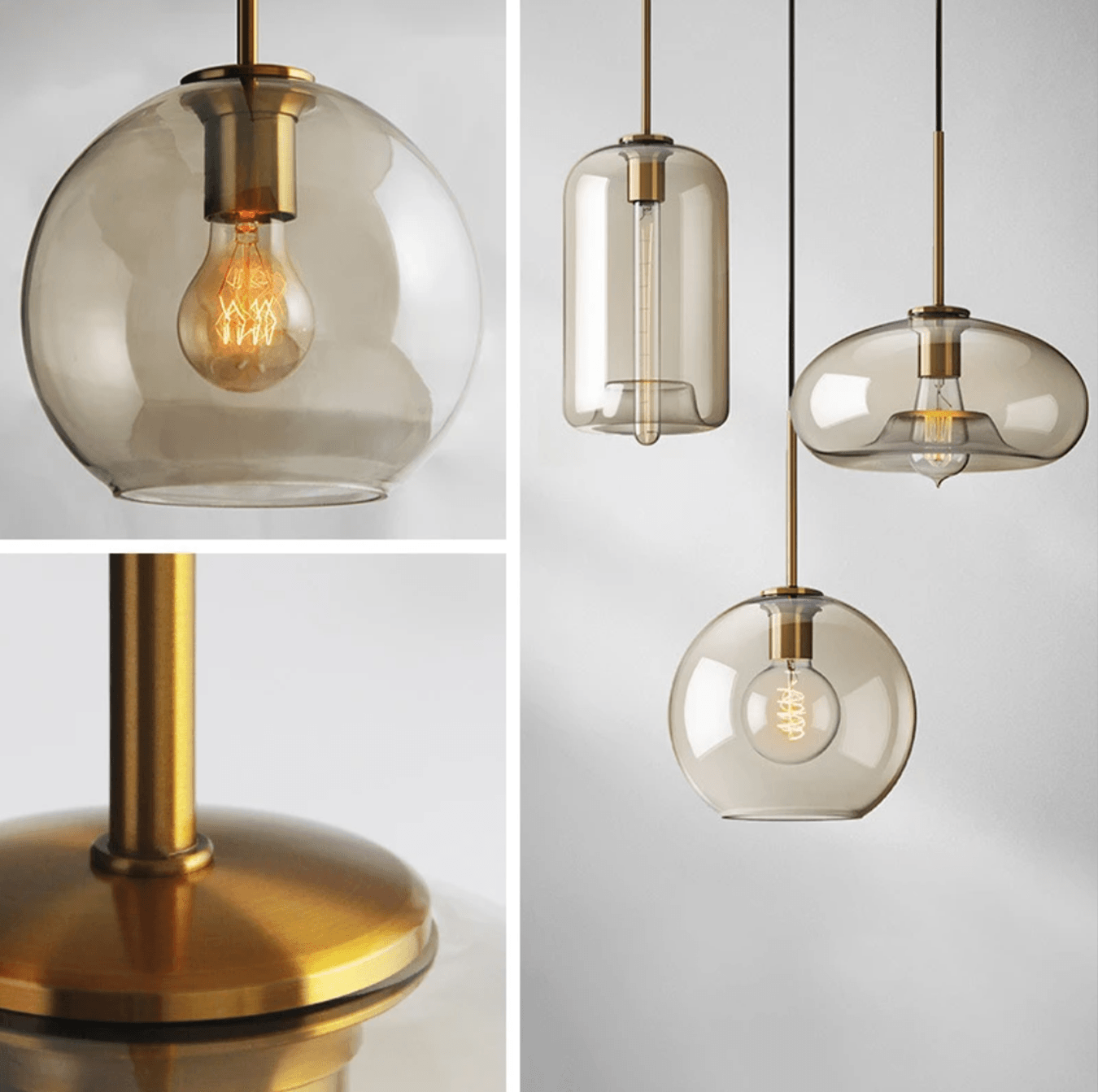 Modern Minimalistic Pendant Light | Brass & Glass - JUGLANA