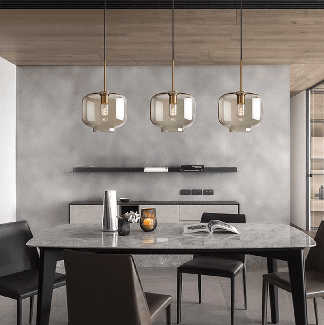 Modern Minimalistic Pendant Light | Brass & Glass - JUGLANA