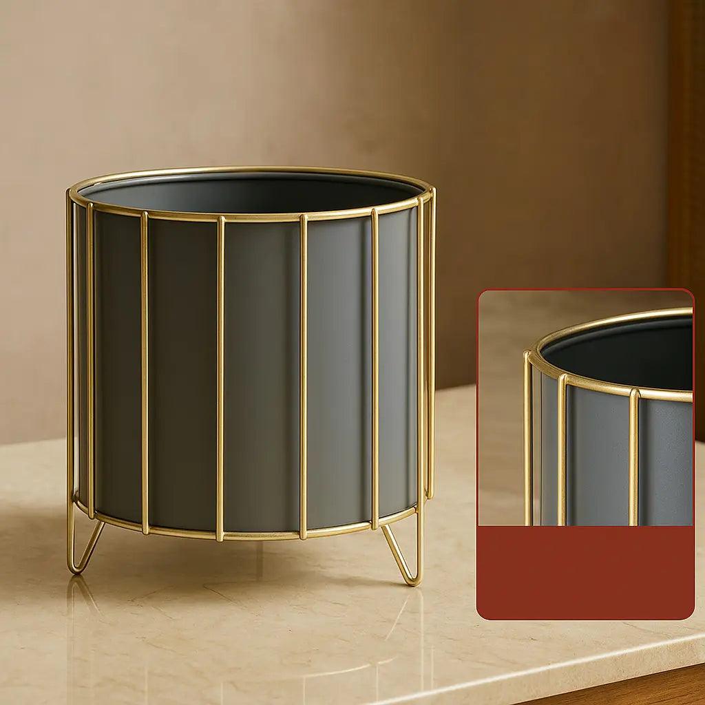 Nordic Iron Planter with Gold Trim | Luxurious Design - JUGLANA