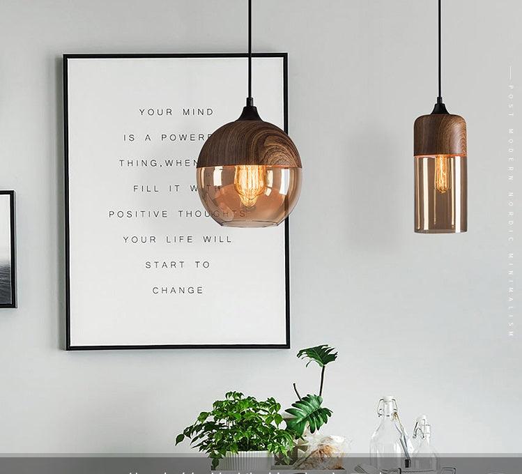 Wood Grain Pendant Light | Nordic Minimalistic Ceiling Lamp - JUGLANA