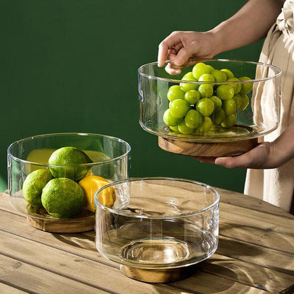 Obstschale, Holzsockel, Modernes Design