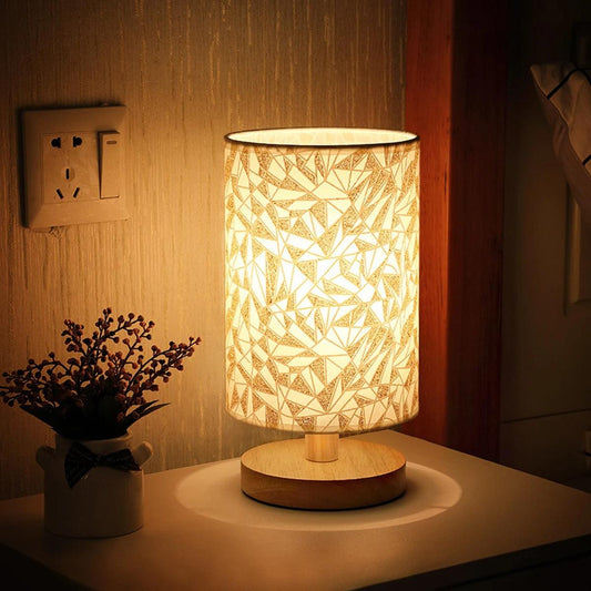 Nordic Printed Table Lamp | Wood & Linen - JUGLANA