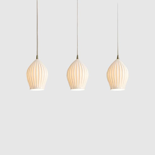 Nordic Ribbed Pendant Light | Ceramic, Cord Cable