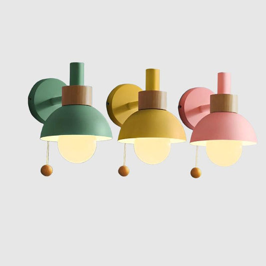 Nordic Wall Lamp | Metal & Wood, Pull Switch - JUGLANA