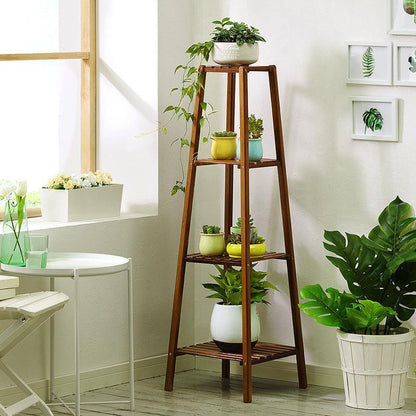 multi tier plant pot Bamboo Plant Rack Tiered - Indoor Outdoor Display