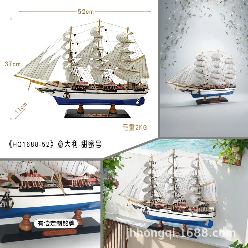 Sailing Ship Model - Real Wood Craft for Home Decor