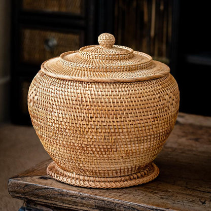 Rattan Storage Pot | Handwoven Natural Organizer - JUGLANA