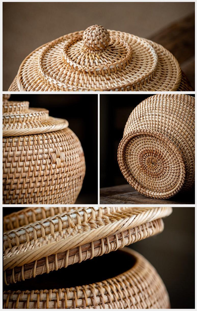 Rattan Storage Pot | Handwoven Natural Organizer - JUGLANA