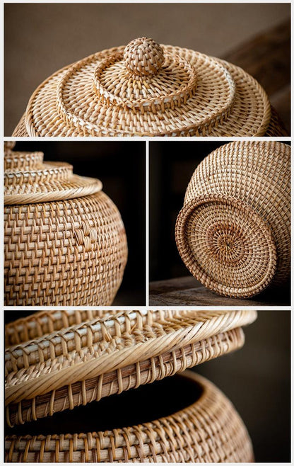 Rattan Storage Pot | Handwoven Natural Organizer - JUGLANA