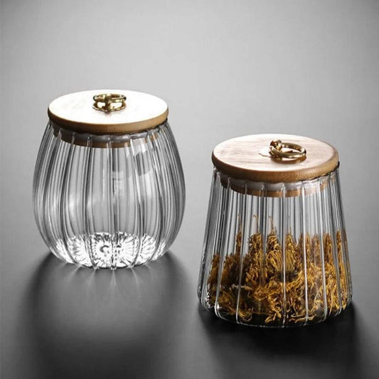 Relief Storage Container | Glass & Wood - JUGLANA