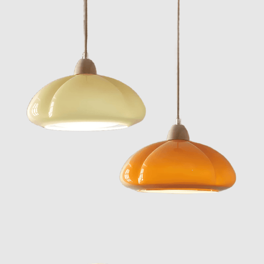 Retro Pumpkin Lamp | Glass & Wood - JUGLANA