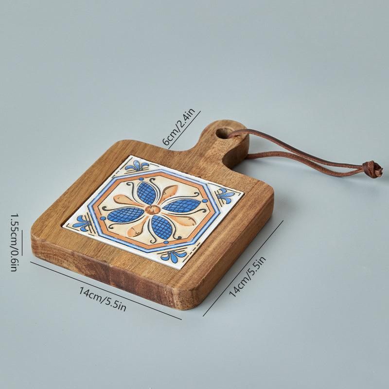 Rustic Coaster | Solid Wood & Ceramic Trivet - JUGLANA