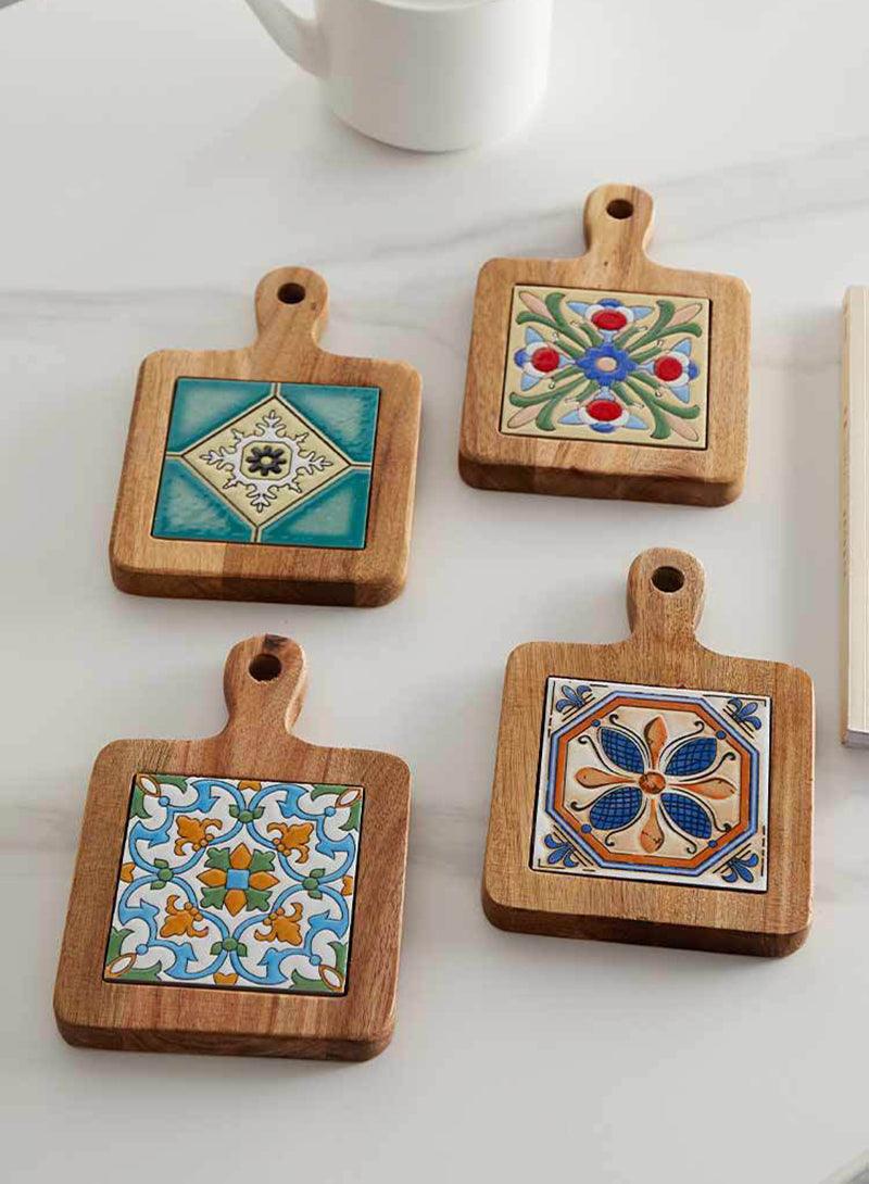 Rustic Coaster | Solid Wood & Ceramic Trivet - JUGLANA