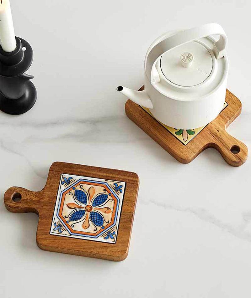 Rustic Coaster | Solid Wood & Ceramic Trivet - JUGLANA