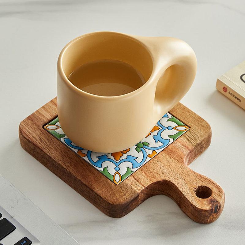 Rustic Coaster | Solid Wood & Ceramic Trivet - JUGLANA