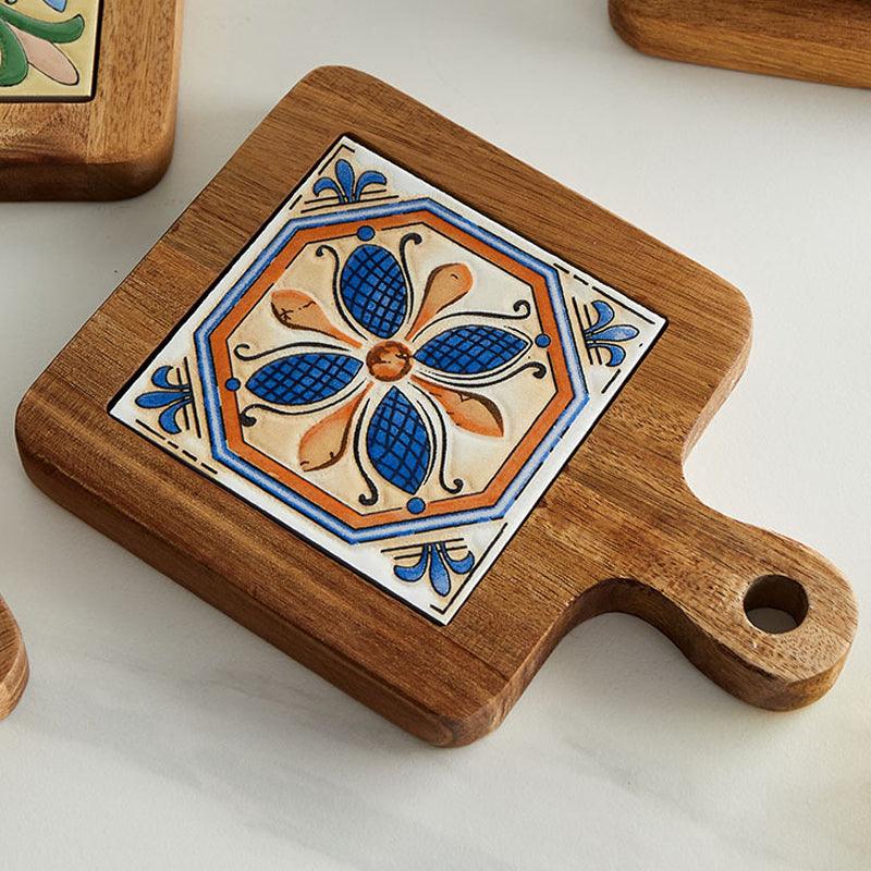 Rustic Coaster | Solid Wood & Ceramic Trivet - JUGLANA