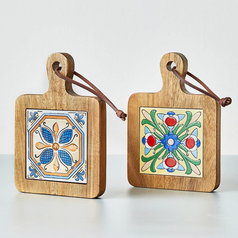 Rustic Coaster | Solid Wood & Ceramic Trivet - JUGLANA