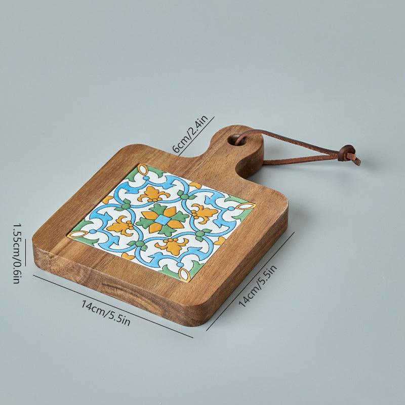 Rustic Coaster | Solid Wood & Ceramic Trivet - JUGLANA