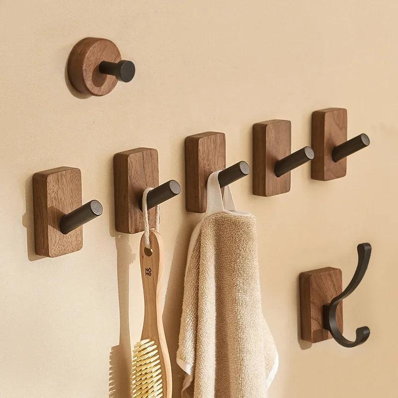 Self-adhesive Wood Hooks | Solid Wood, Walnut - JUGLANA