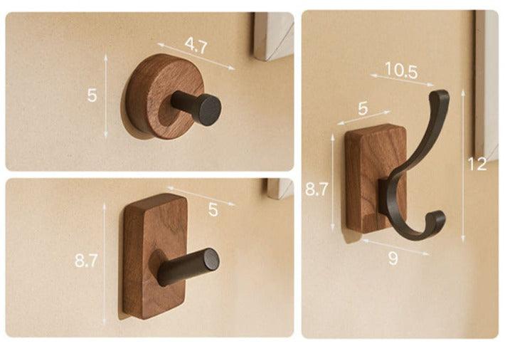 Self-adhesive Wood Hooks | Solid Wood, Walnut - JUGLANA