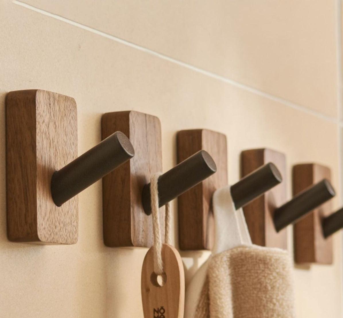 Self-adhesive Wood Hooks | Solid Wood, Walnut - JUGLANA