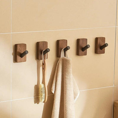 Self-adhesive Wood Hooks | Solid Wood, Walnut - JUGLANA