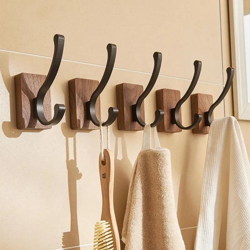 Self-adhesive Wood Hooks | Solid Wood, Walnut - JUGLANA