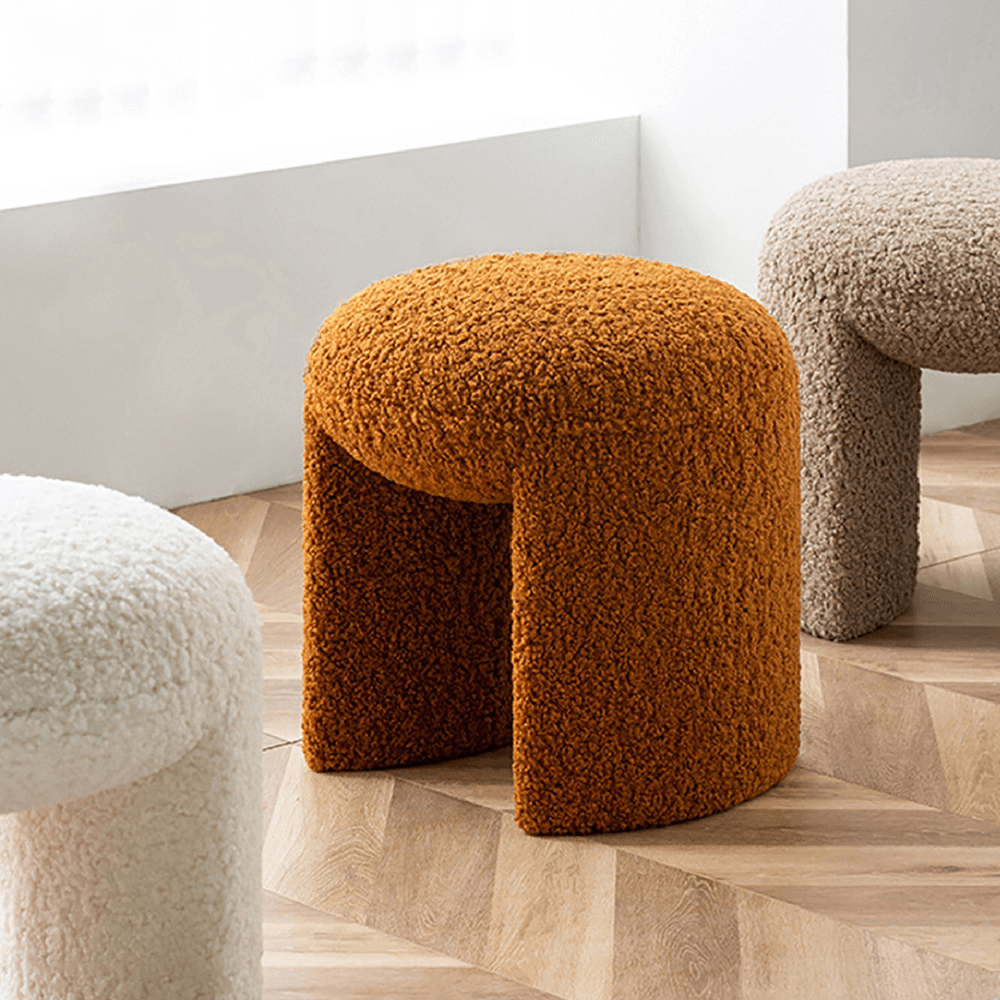 Soft Wool Optic Stool | Living Room, Dressing & Make-Up Area | Minimalistic Nordic Design - JUGLANA