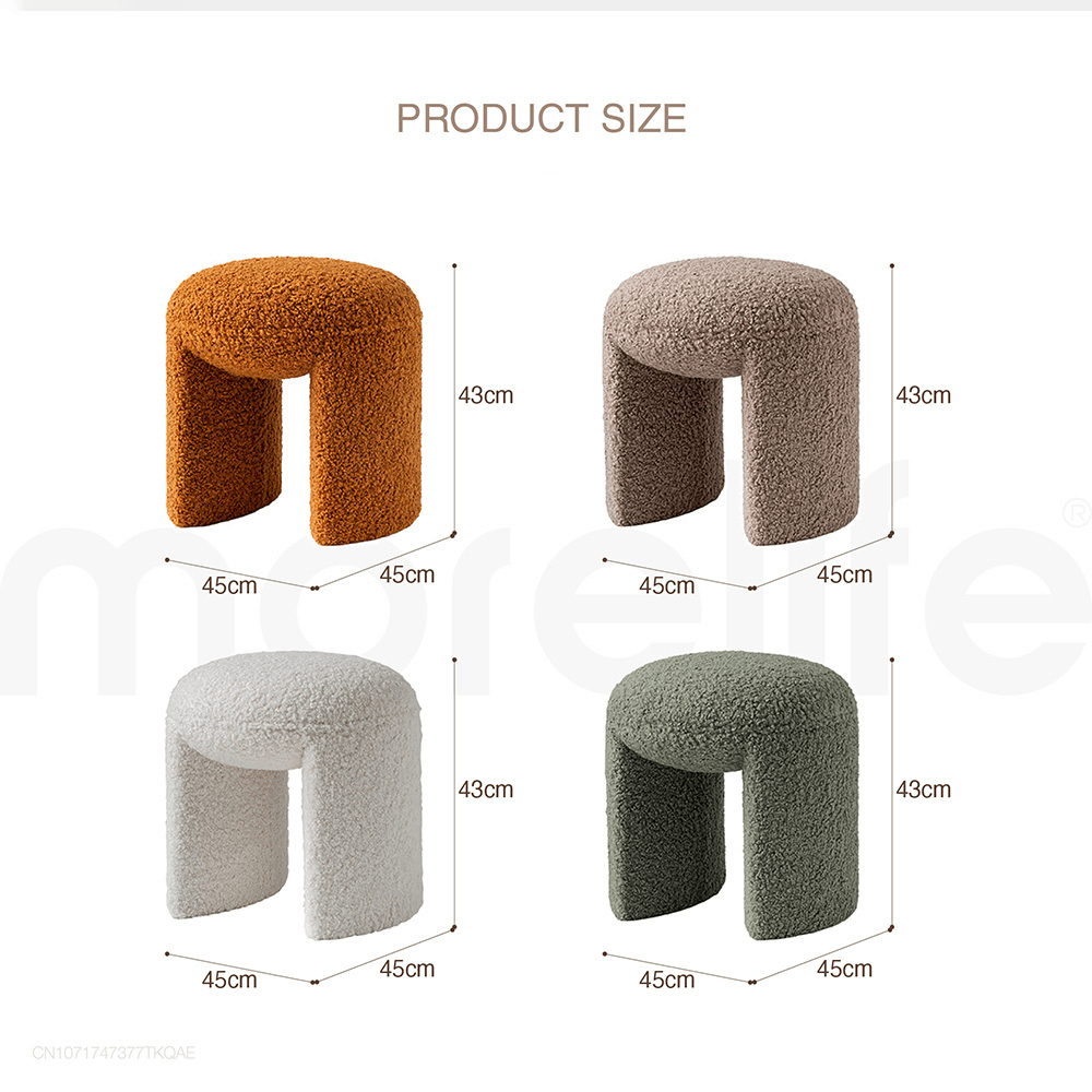 Soft Wool Optic Stool | Living Room, Dressing & Make-Up Area | Minimalistic Nordic Design - JUGLANA