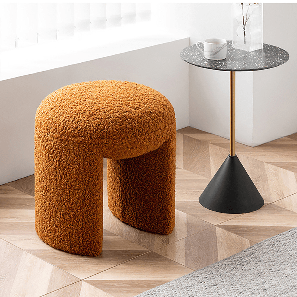 Soft Wool Optic Stool | Living Room, Dressing & Make-Up Area | Minimalistic Nordic Design - JUGLANA