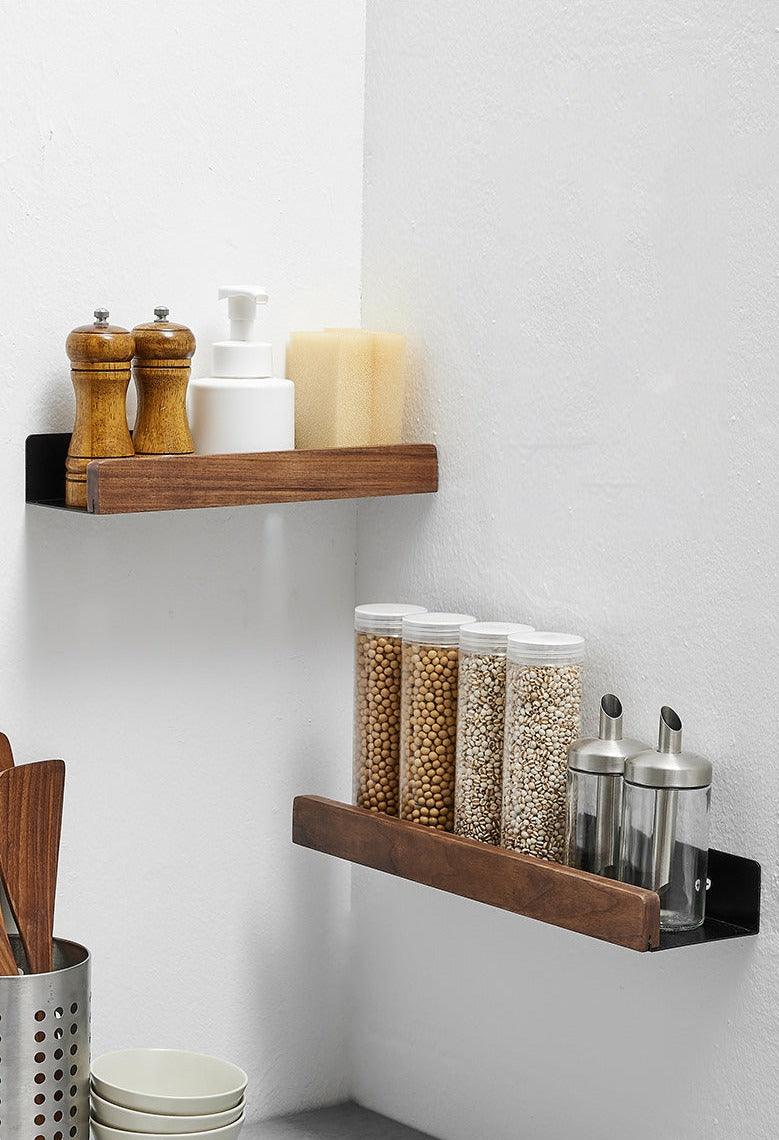 Solid Wood & Metal Storage Rack | Wall Mounted Shelf - JUGLANA