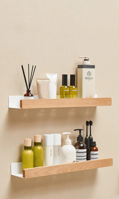 Solid Wood & Metal Storage Rack | Wall Mounted Shelf - JUGLANA