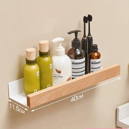 Solid Wood & Metal Storage Rack | Wall Mounted Shelf - JUGLANA