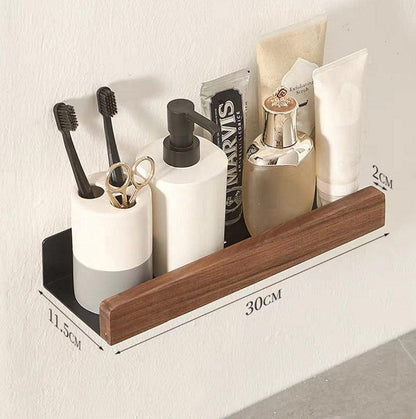 Solid Wood & Metal Storage Rack | Wall Mounted Shelf - JUGLANA