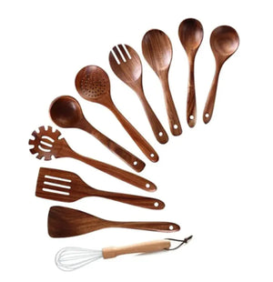 Teak Wood Kitchen Utensil Set | Natural Wood - JUGLANA