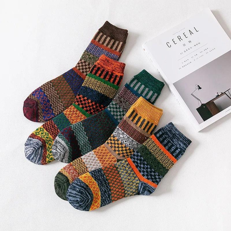 Thick Colorful Wool Socks | 5 Pairs, 100% Wool - JUGLANA