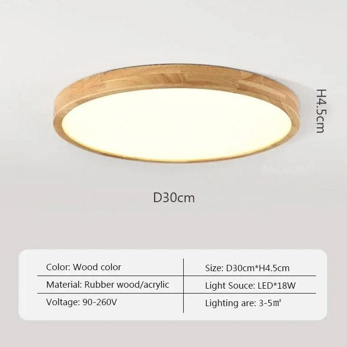 Thin Minimalistic Ceiling Light | Natural Wood - JUGLANA