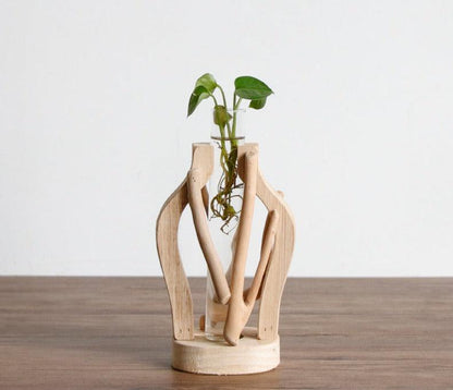 Unique Wood Vase | Hydroponic Decoration - JUGLANA